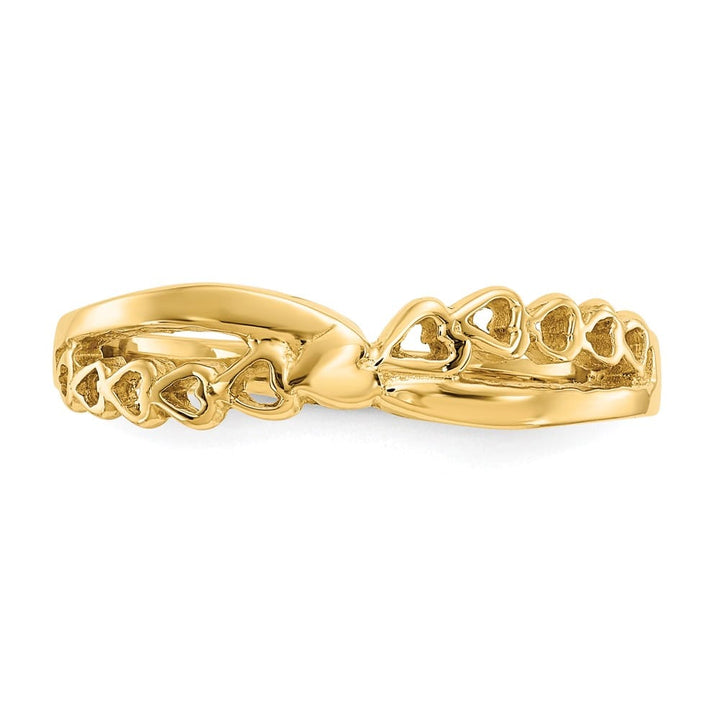 14k Yellow Gold Polished Criss Cross Pattern Hearts Ring