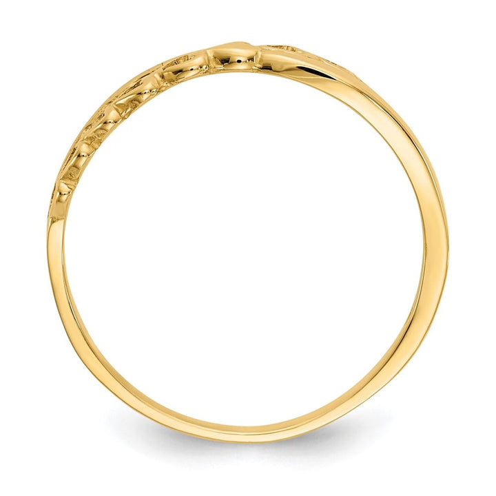 14k Yellow Gold Polished Criss Cross Pattern Hearts Ring