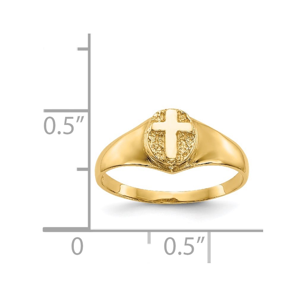 14k Yellow Gold Polished Cross Ring