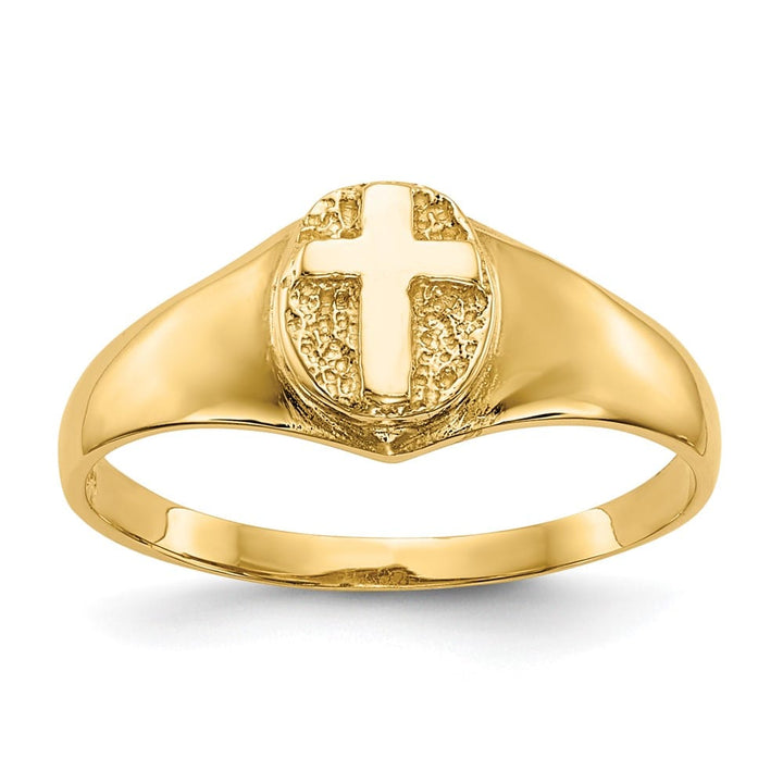 14k Yellow Gold Polished Cross Ring