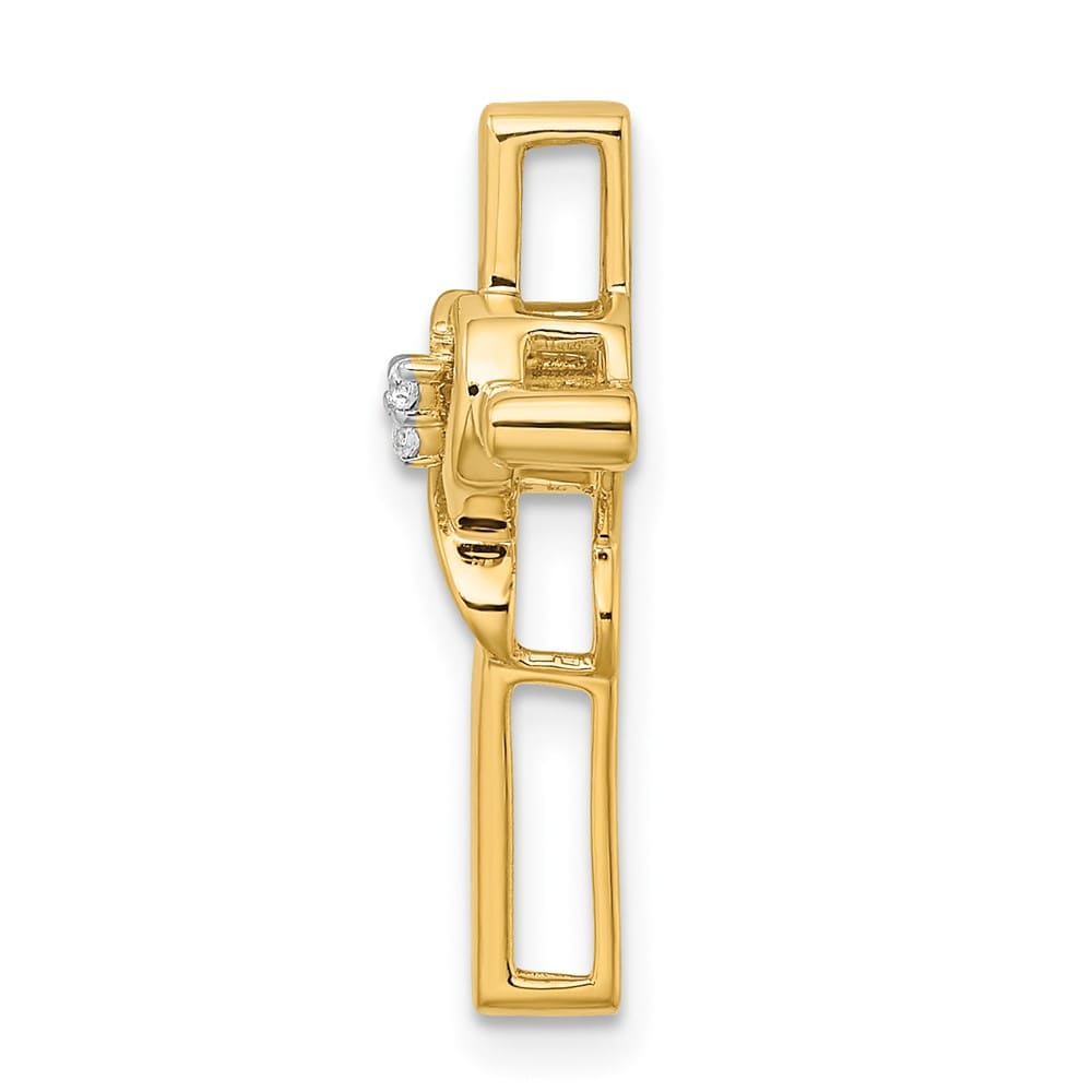 14K Yellow Gold Polished Cross with Heart Diamond Chain Slide