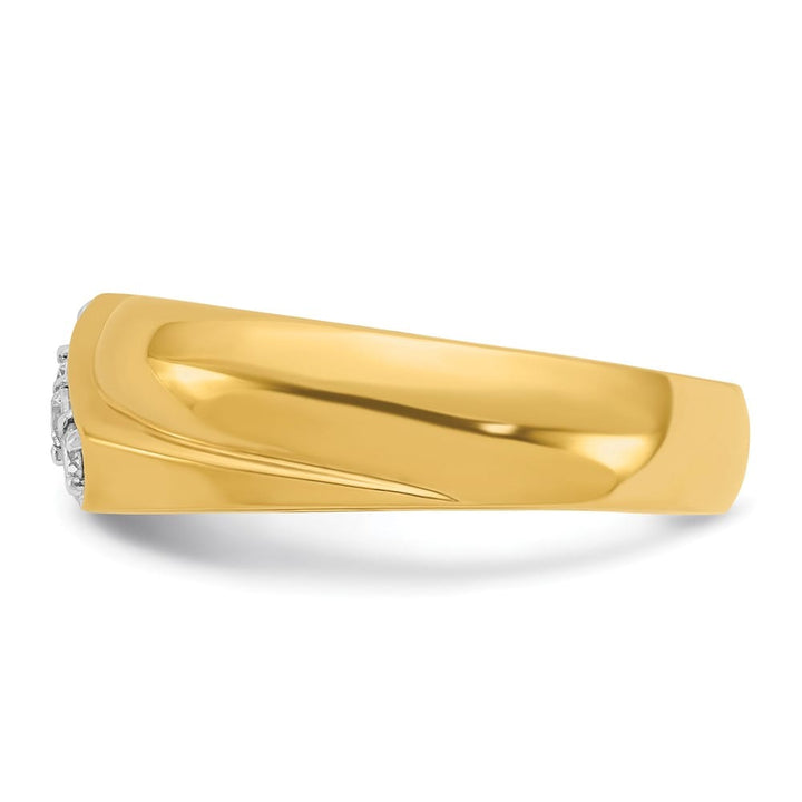 14k Yellow Gold Polished Curved 4-Stone I1 Quality Diamond Men's Ring
