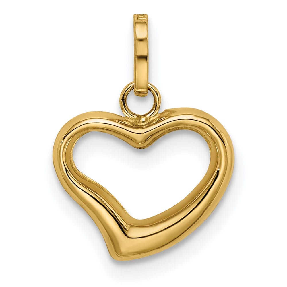 14K Yellow Gold Polished Cut-out Puffed Heart Charm