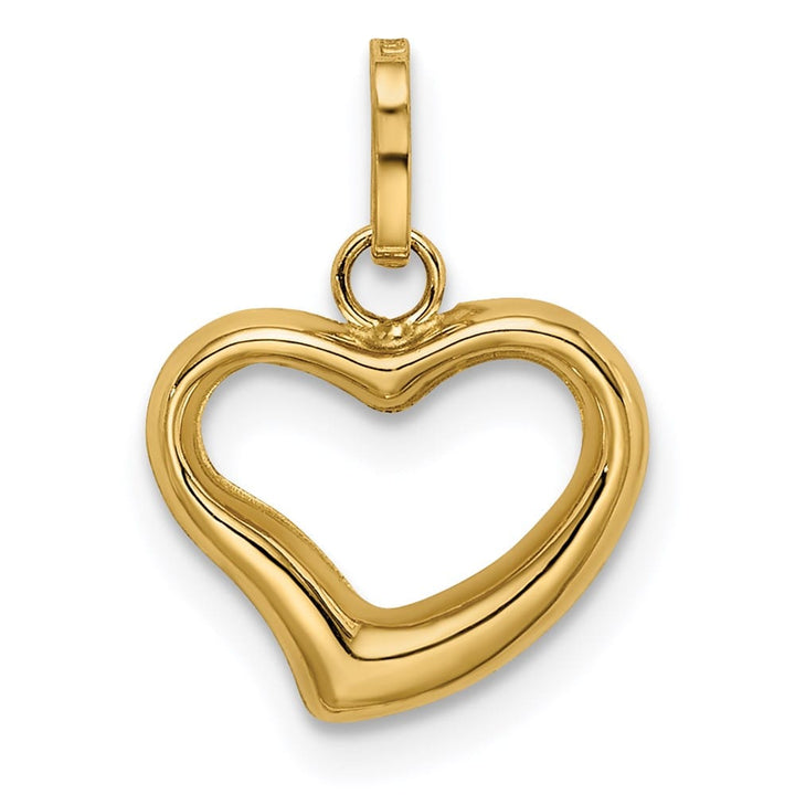 14K Yellow Gold Polished Cut-out Puffed Heart Charm