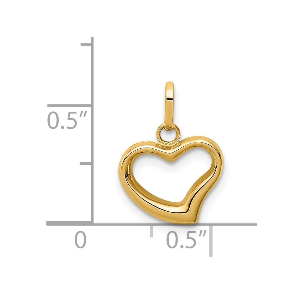 14K Yellow Gold Polished Cut-out Puffed Heart Charm