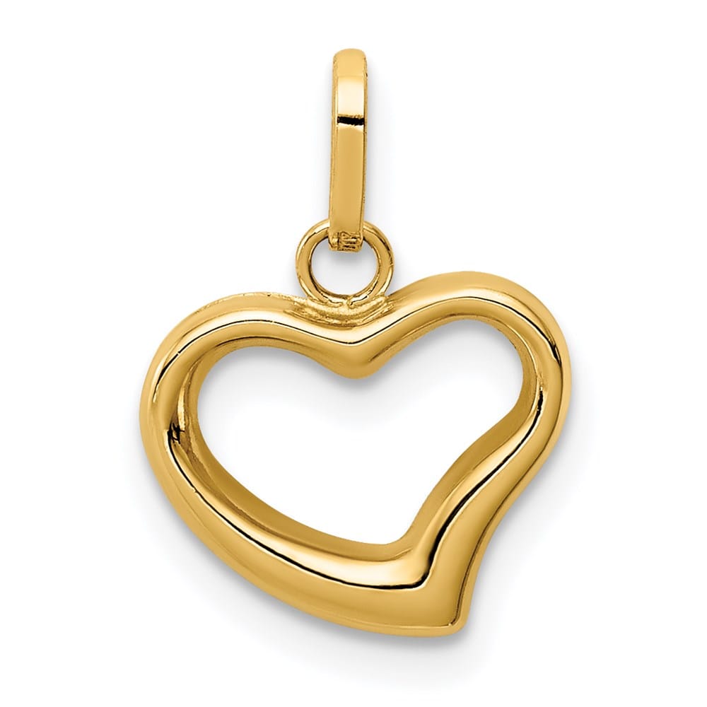 14K Yellow Gold Polished Cut-out Puffed Heart Charm