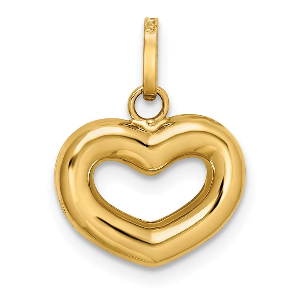 14K Yellow Gold Polished Cut-out Puffed Heart Charm