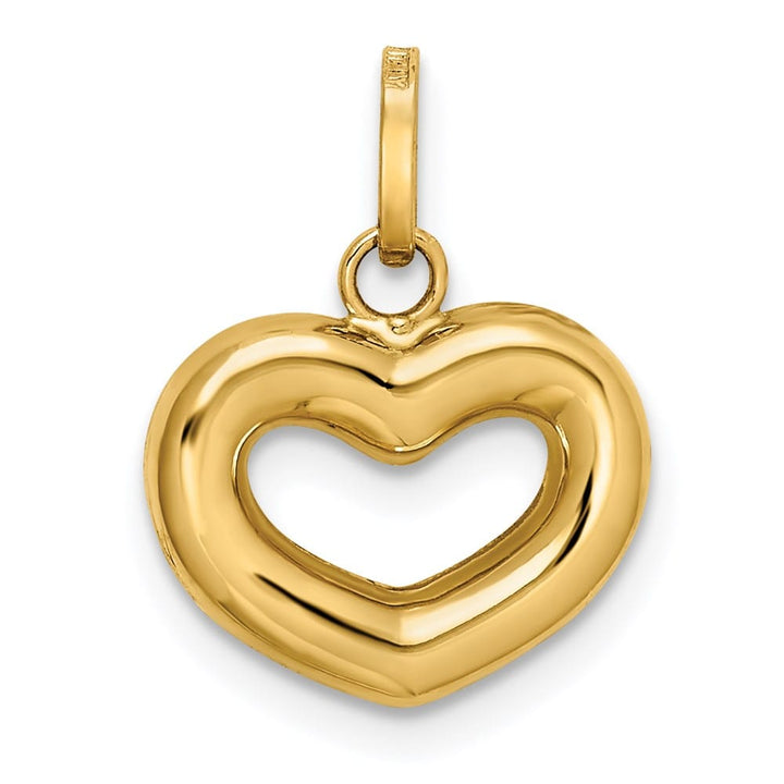 14K Yellow Gold Polished Cut-out Puffed Heart Charm
