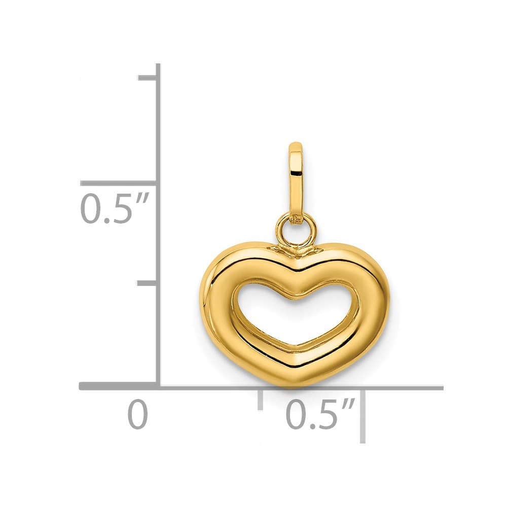 14K Yellow Gold Polished Cut-out Puffed Heart Charm