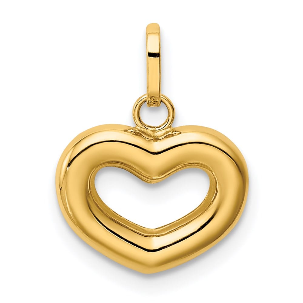 14K Yellow Gold Polished Cut-out Puffed Heart Charm