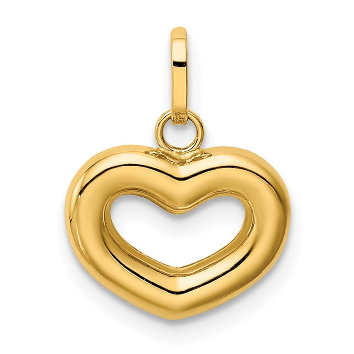 14K Yellow Gold Polished Cut-out Puffed Heart Charm