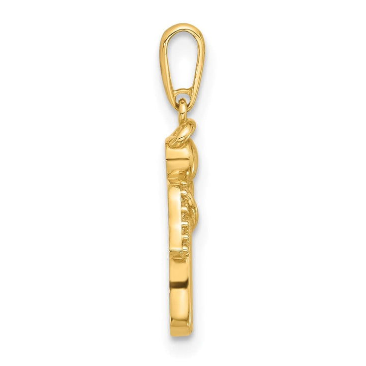 14K Yellow Gold Polished CZ Angel Pendant