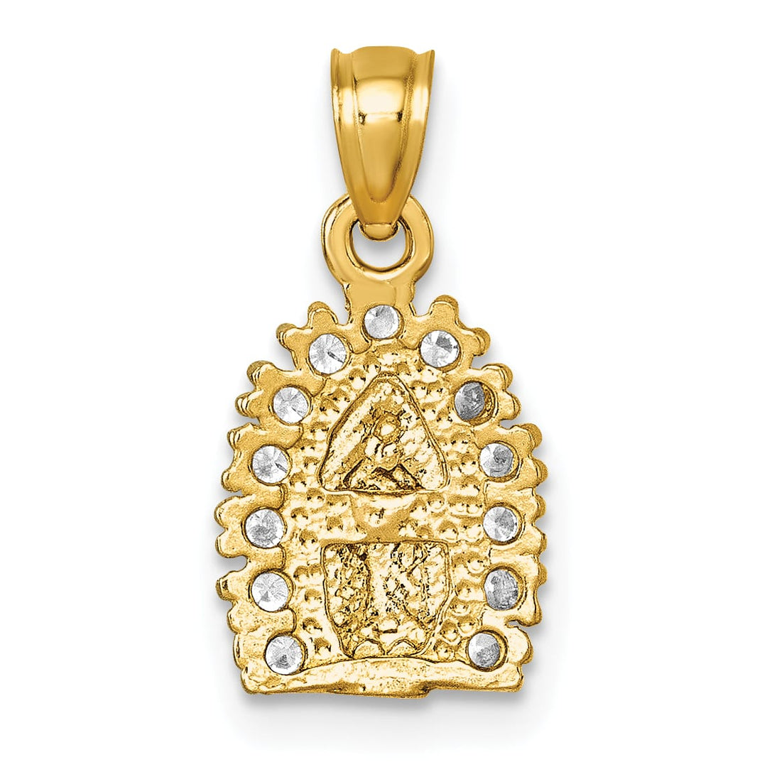 14K Yellow Gold Polished CZ Our Lady of Guadalupe Charm Pendant