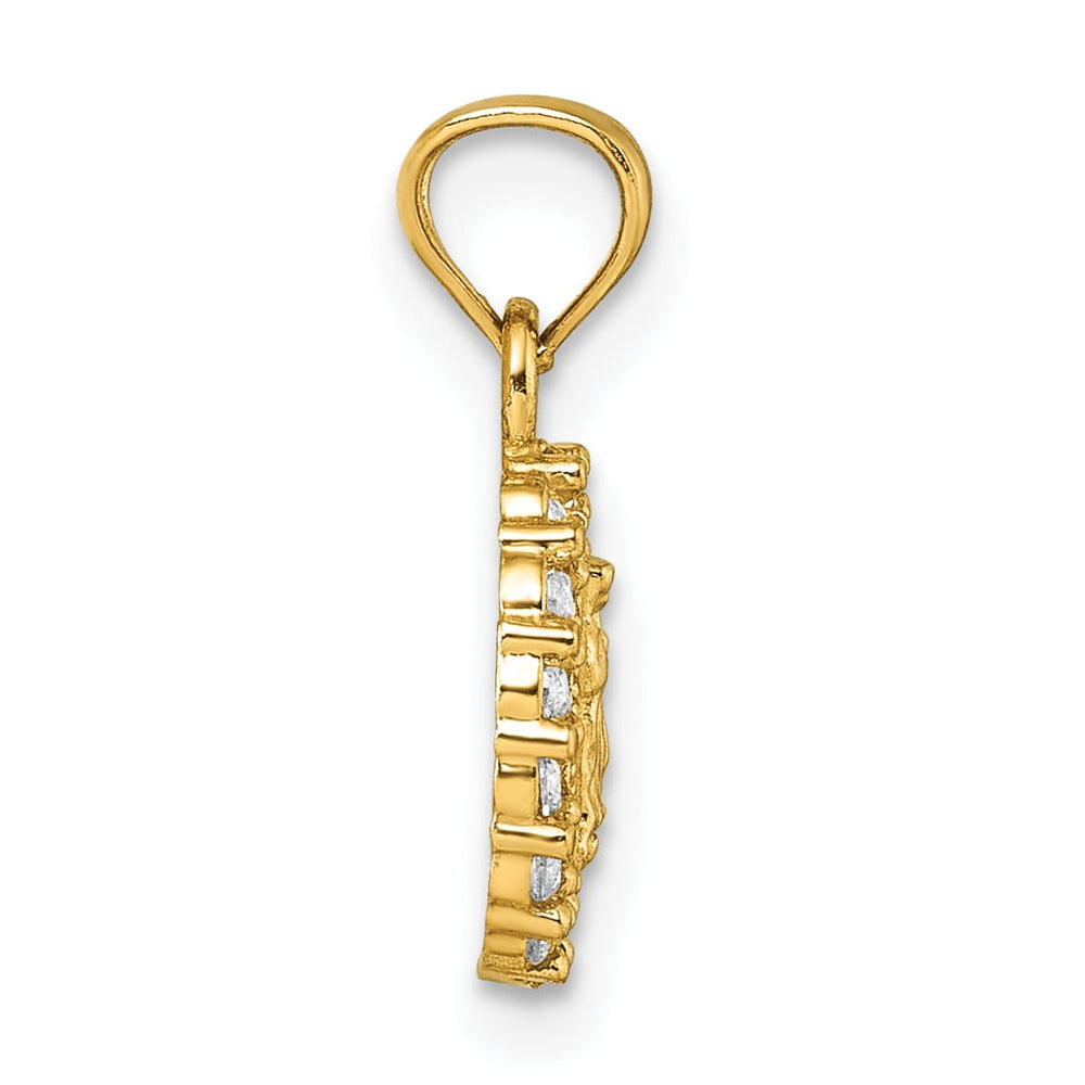 14K Yellow Gold Polished CZ Our Lady of Guadalupe Oval Charm Pendant