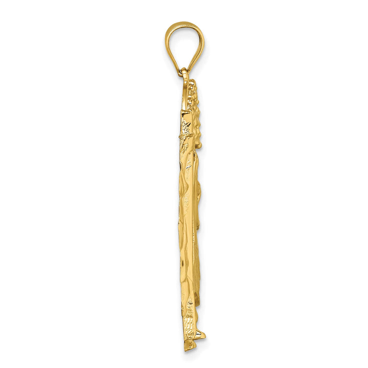 14K Yellow Gold Polished CZ Standing Saint Jude Figure Pendant
