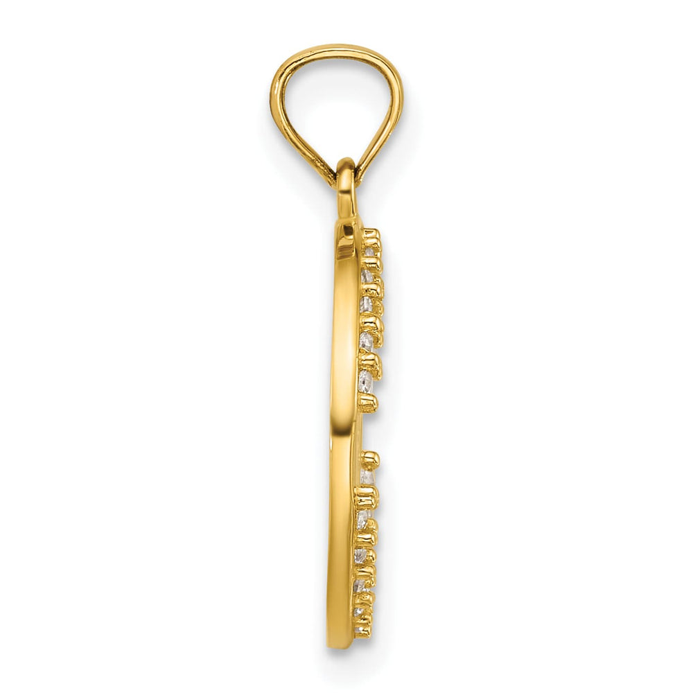 14K Yellow Gold Polished CZ Star of David in Circle Pendant