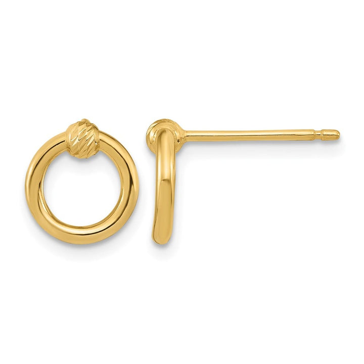 14K Yellow Gold Polished D.C. Circle Post Earrings, view 1 of 4