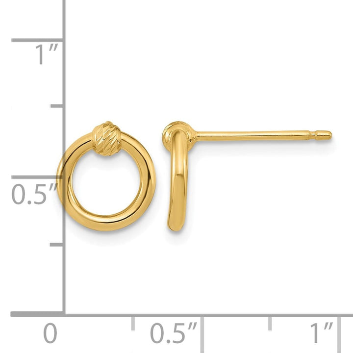 14K Yellow Gold Polished D.C. Circle Post Earrings, view 4 of 4