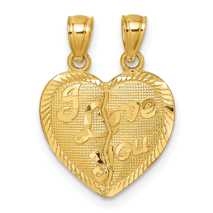 14K Yellow Gold Polished D.C. I LOVE YOU 2-Piece Break Apart