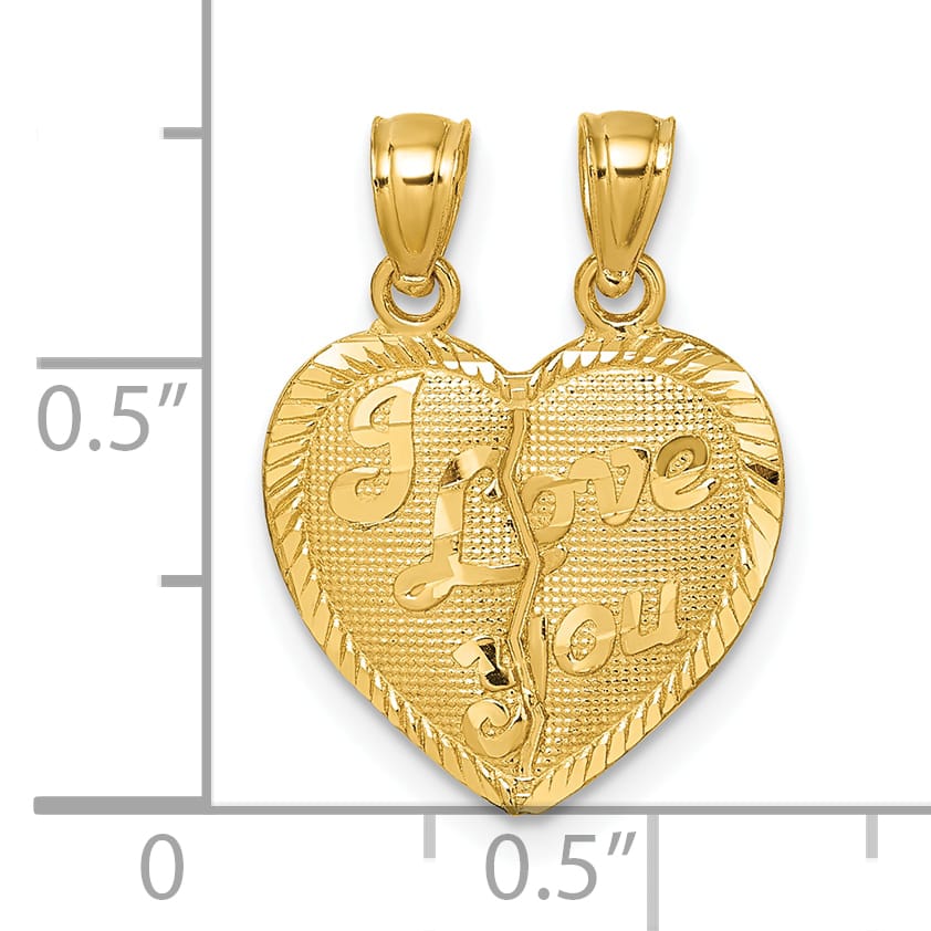 14K Yellow Gold Polished D.C. I LOVE YOU 2-Piece Break Apart