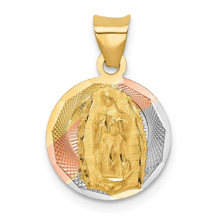 14K Yellow Gold Polished D.C. Our Lady Of Guadalupe Round Pendant