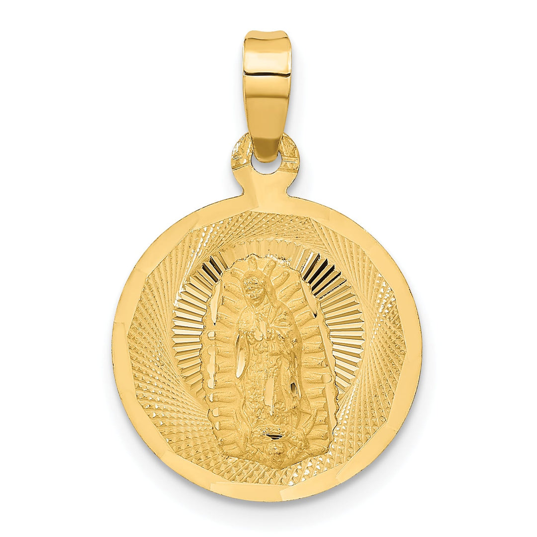 14K Yellow Gold Polished D.C. Our Lady Of Guadalupe Round Pendant