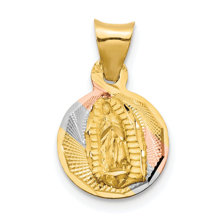 14K Yellow Gold Polished D.C. Our Lady Of Guadalupe Round Pendant