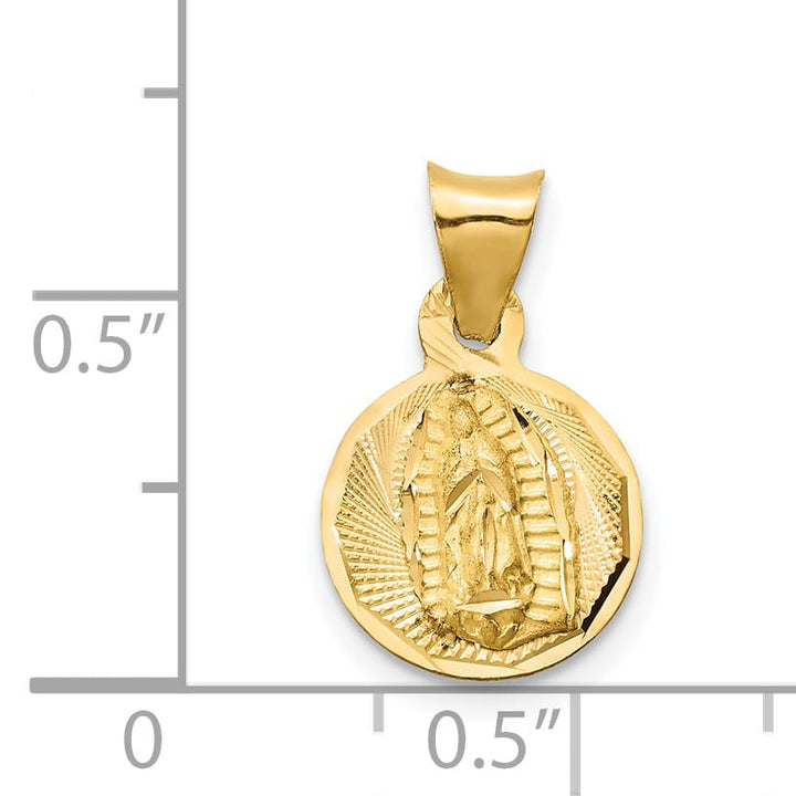 14K Yellow Gold Polished D.C. Our Lady Of Guadalupe Round Pendant