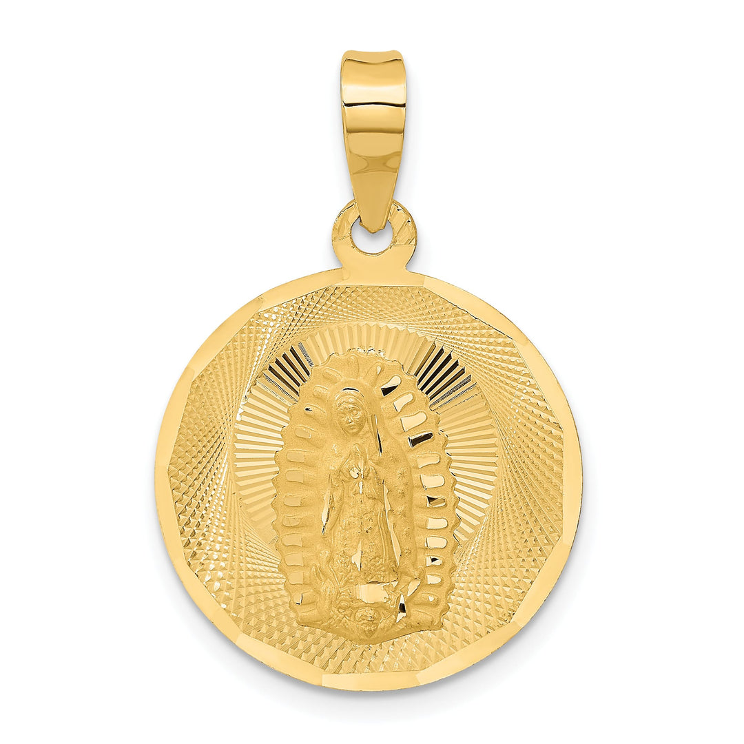14K Yellow Gold Polished D.C. Our Lady Of Guadalupe Round Pendant