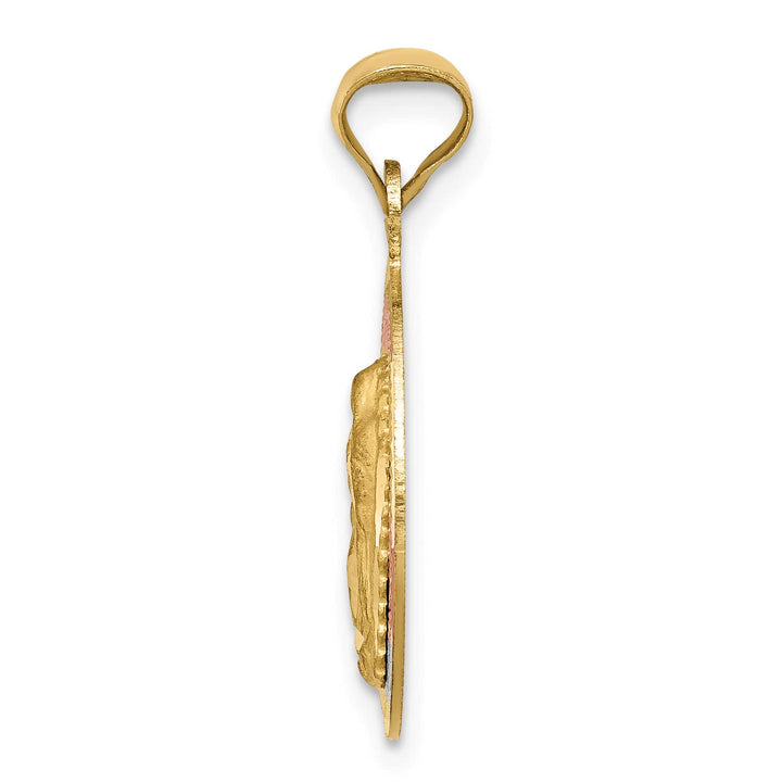 14K Yellow Gold Polished D.C. Our Lady Of Guadalupe Round Pendant