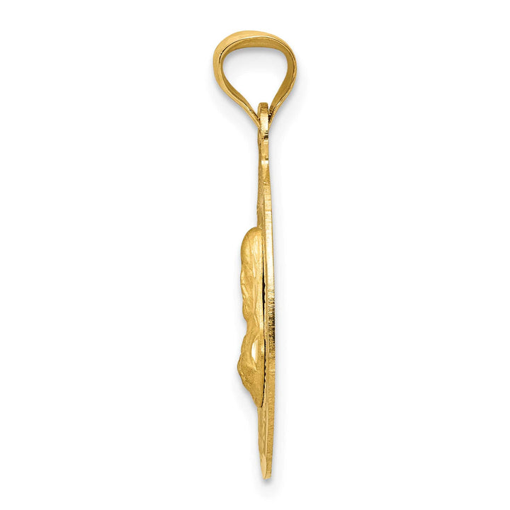 14K Yellow Gold Polished D.C. Sagrado Corazon de Jesus Oval Pendant