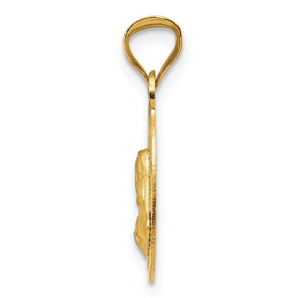 14K Yellow Gold Polished D.C. Sagrado Corazon de Jesus Oval Pendant