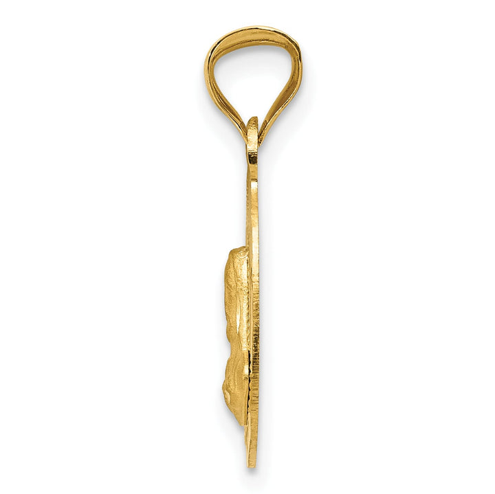 14K Yellow Gold Polished D.C. Sagrado Corazon de Jesus Oval Pendant