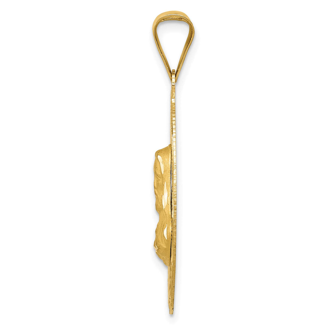 14K Yellow Gold Polished D.C. Sagrado Corazon de Jesus Oval Pendant