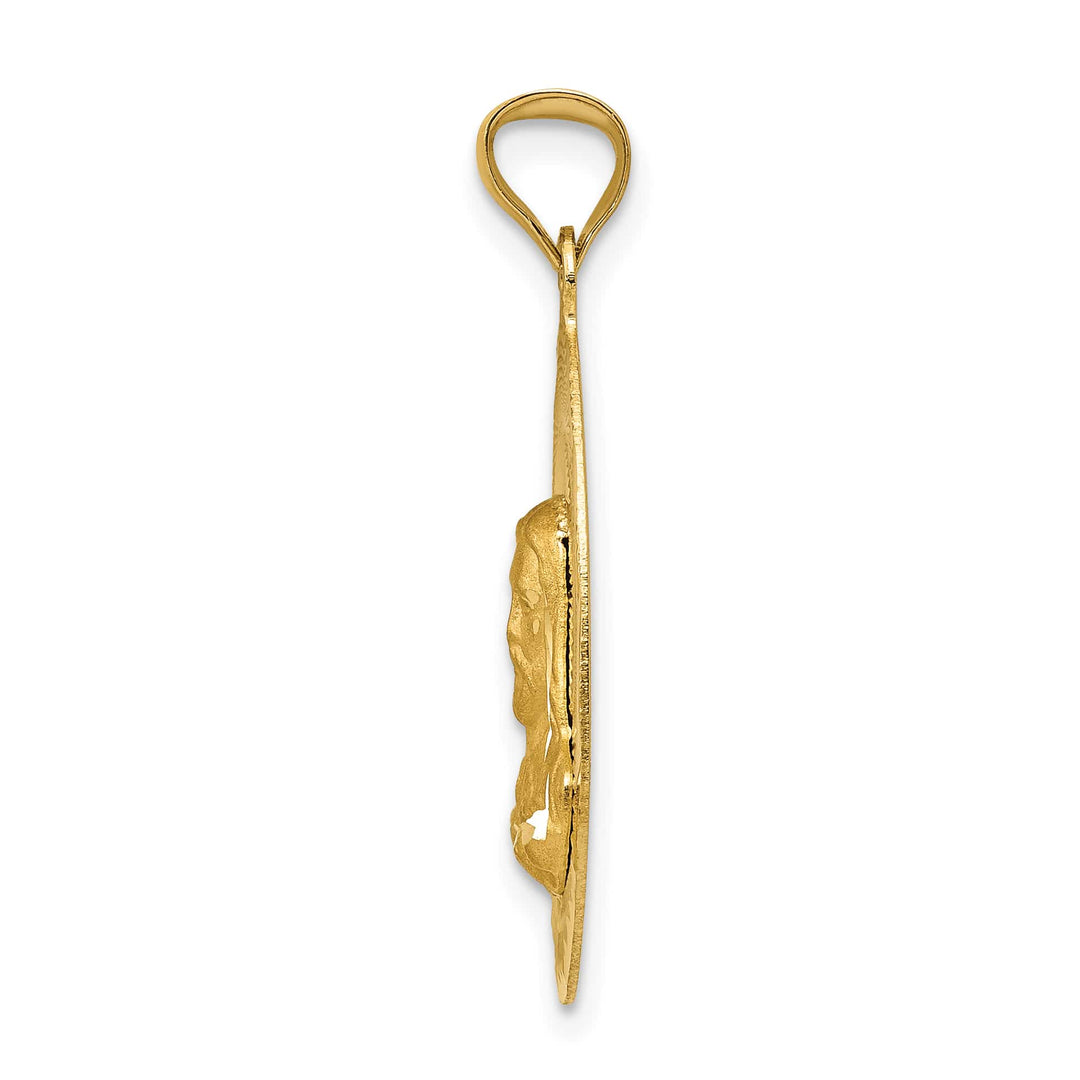 14K Yellow Gold Polished D.C. Sagrado Corazon de Jesus Oval Pendant