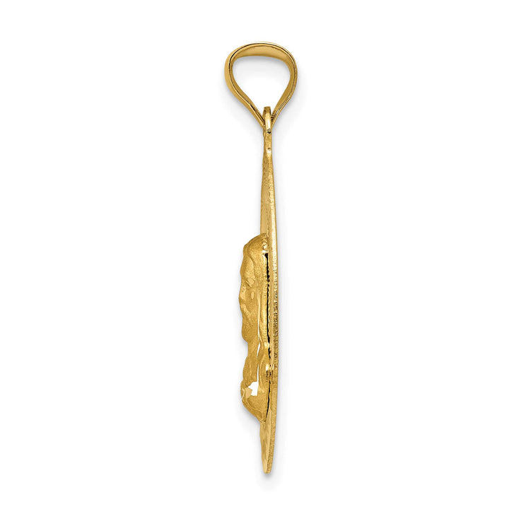 14K Yellow Gold Polished D.C. Sagrado Corazon de Jesus Oval Pendant