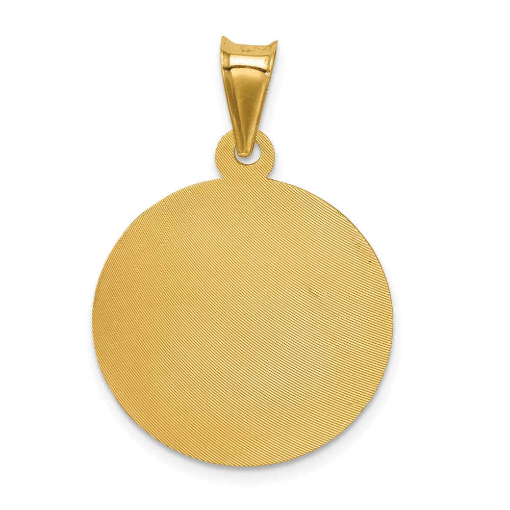 14K Yellow Gold Polished D.C. Sagrado Corazon de Jesus Round Pendant