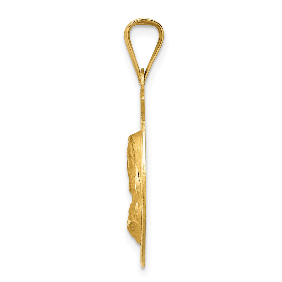 14K Yellow Gold Polished D.C. Sagrado Corazon de Jesus Round Pendant