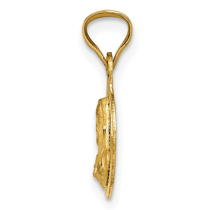 14K Yellow Gold Polished D.C. Sagrado Corazon de Jesus Round Pendant