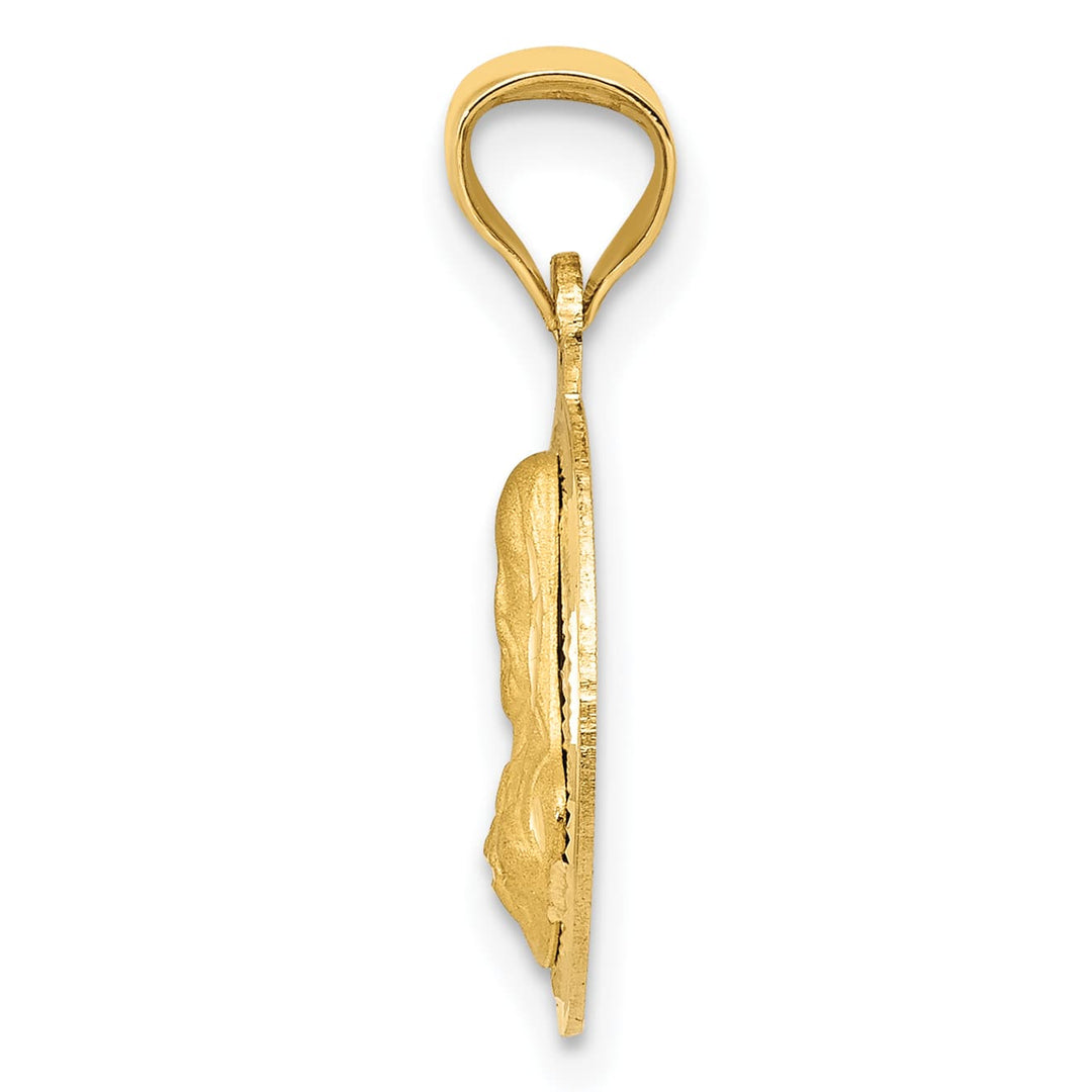 14K Yellow Gold Polished D.C. Sagrado Corazon de Jesus Round Pendant