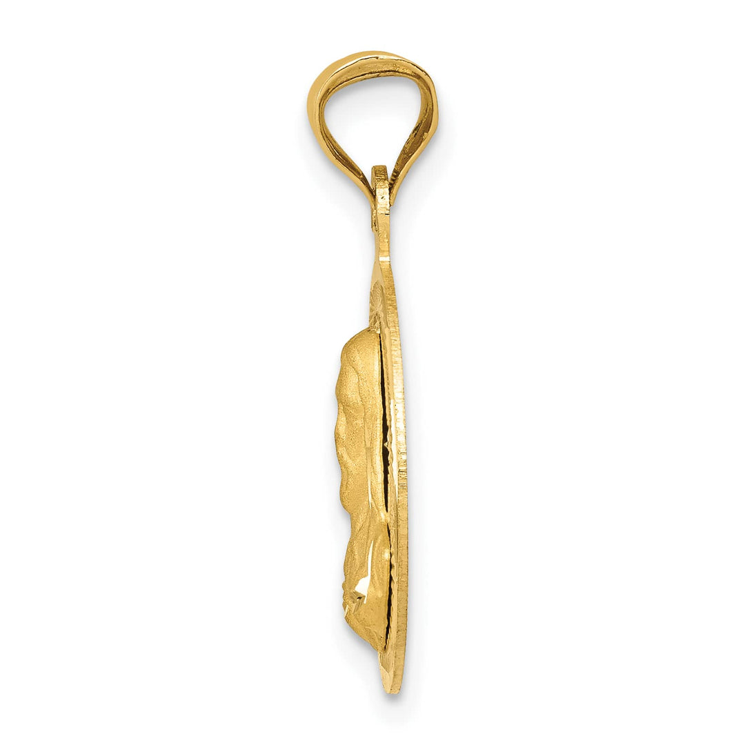 14K Yellow Gold Polished D.C. Sagrado Corazon de Jesus Round Pendant