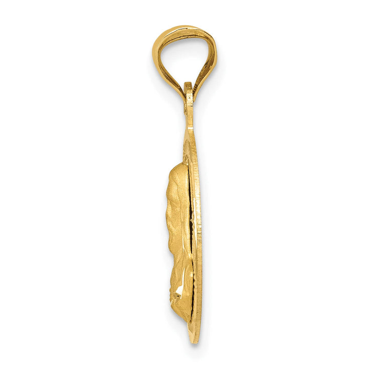 14K Yellow Gold Polished D.C. Sagrado Corazon de Jesus Round Pendant