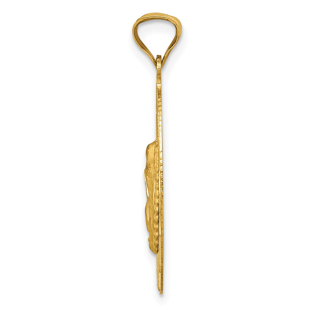 14K Yellow Gold Polished D.C. Solid Our Lady Of Guadalupe Oval Pendant