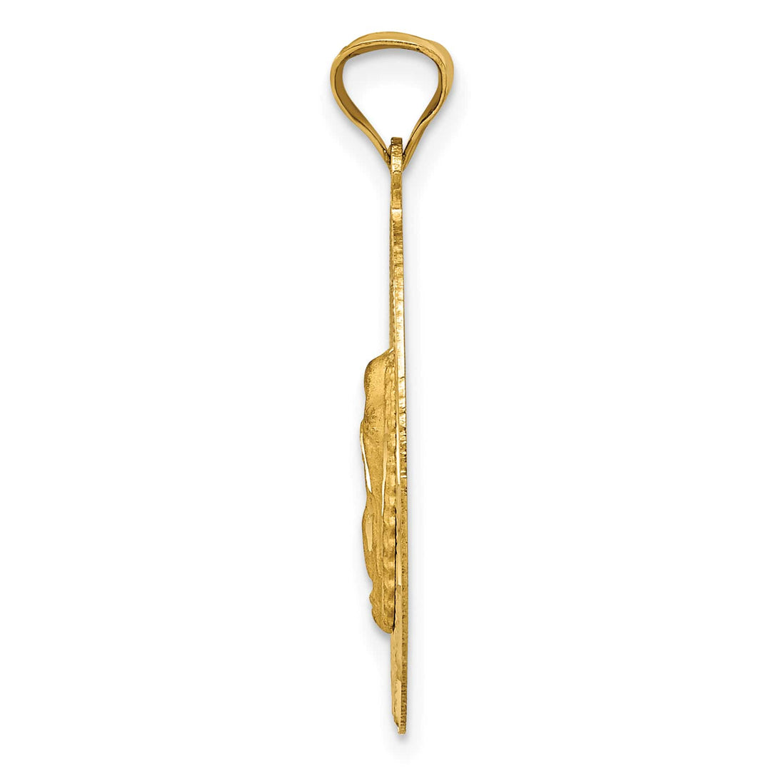 14K Yellow Gold Polished D.C. Solid Our Lady Of Guadalupe Oval Pendant