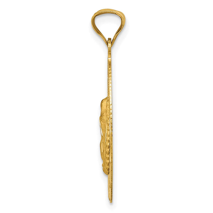 14K Yellow Gold Polished D.C. Solid Our Lady Of Guadalupe Oval Pendant