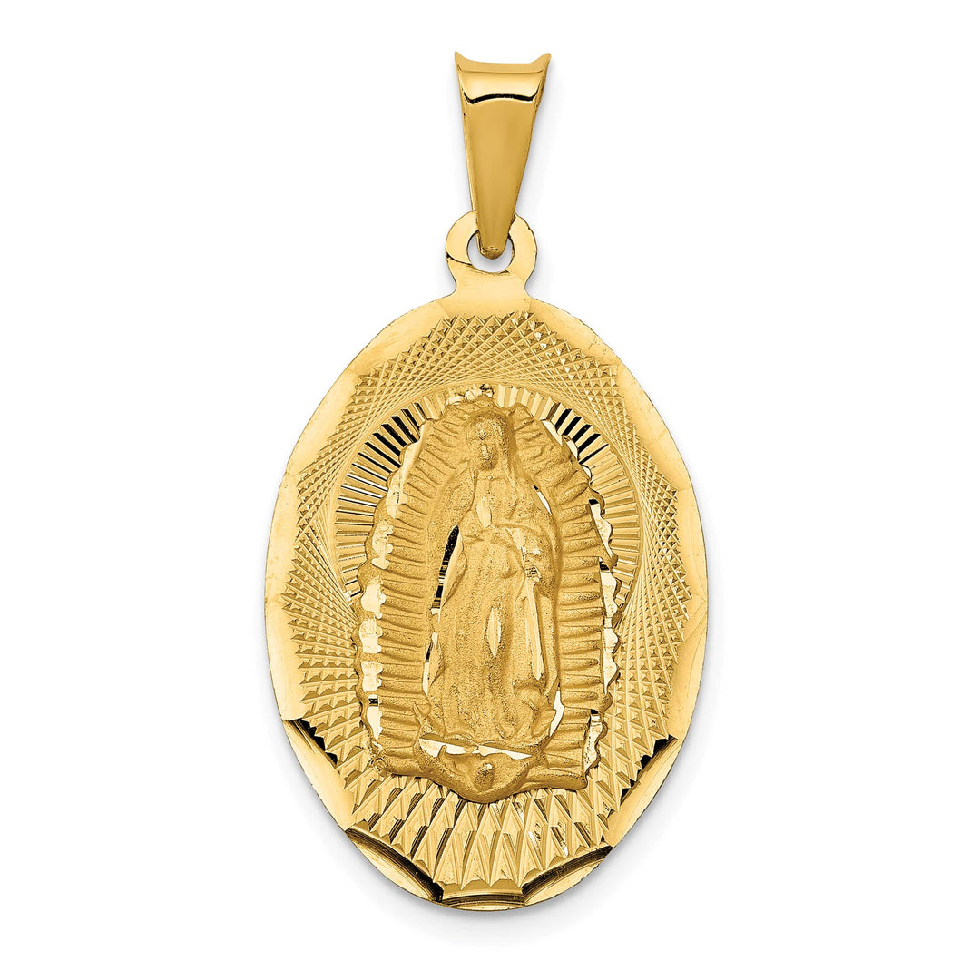 14K Yellow Gold Polished D.C. Solid Our Lady Of Guadalupe Oval Pendant