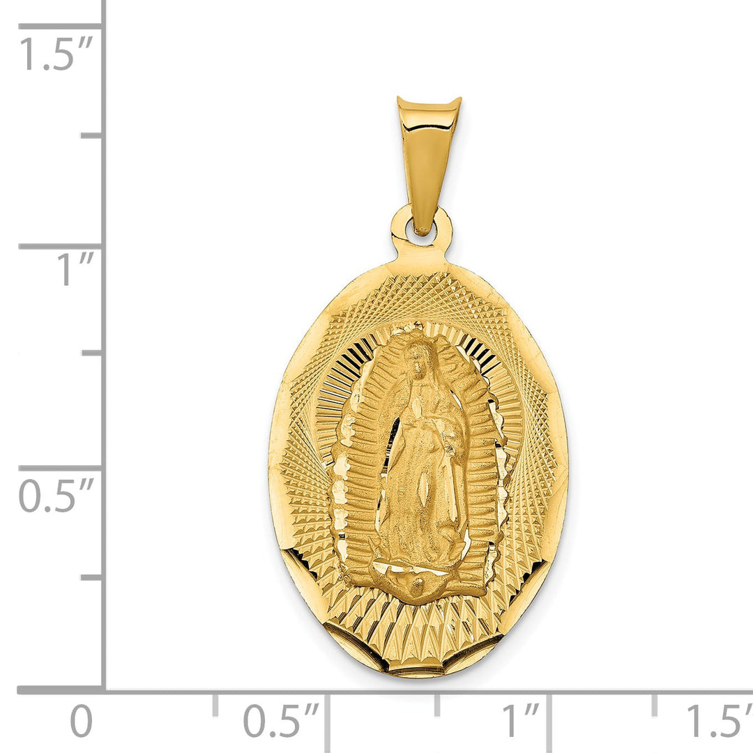 14K Yellow Gold Polished D.C. Solid Our Lady Of Guadalupe Oval Pendant