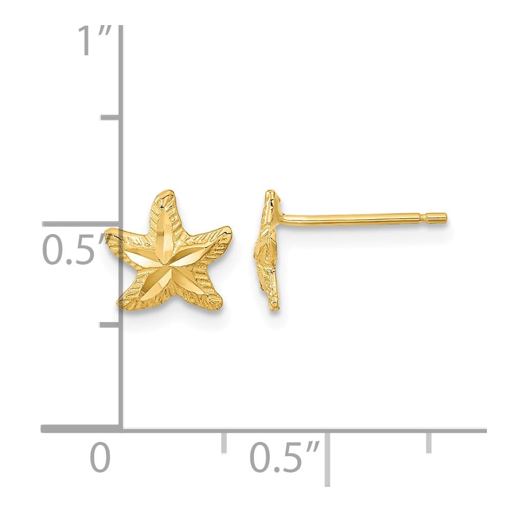 14K Yellow Gold Polished D.C. Starfish Post Earrings, view 4 of 4