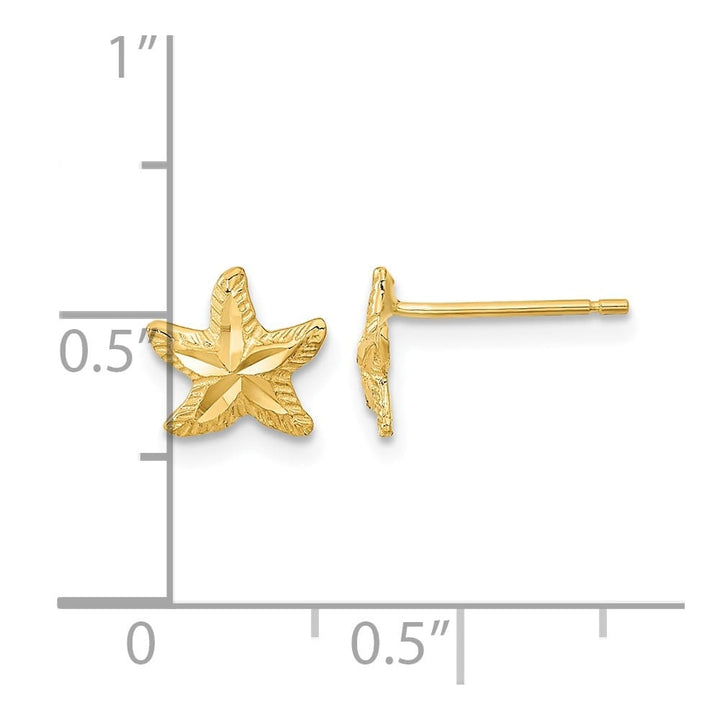 14K Yellow Gold Polished D.C. Starfish Post Earrings, view 4 of 4