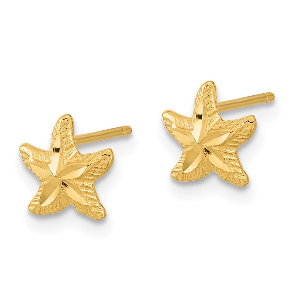 14K Yellow Gold Polished D.C. Starfish Post Earrings, view 2 of 4
